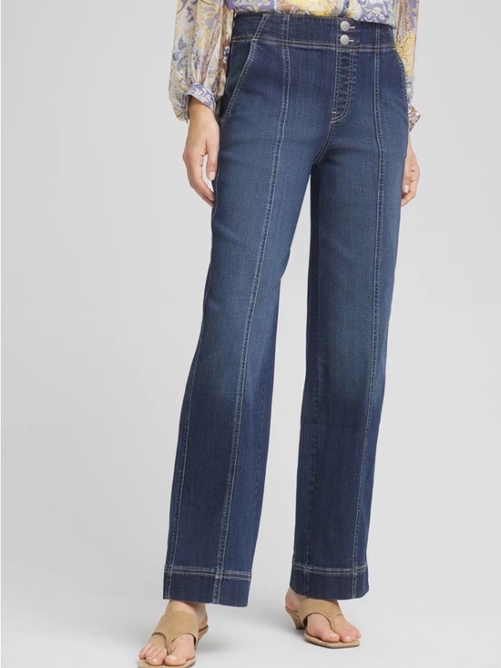 Chico's Denim - Chico’s Pull-On High-Rise Wide-Leg Jeans in Alora Indigo Dark Blue $119.50